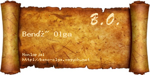 Benő Olga névjegykártya
